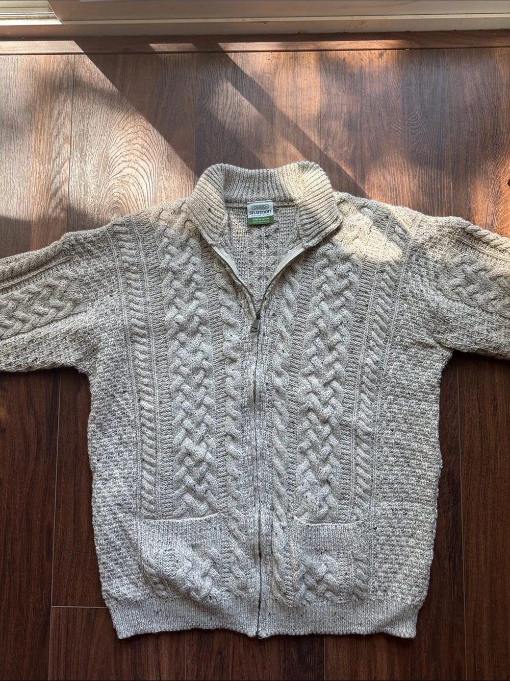 Men's Cozy Cream Cable-Knit Zip Cardigan Sweater High Quality Made in Ireland